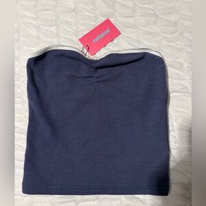 Edikted Dark Blue Textured Top